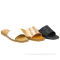 Groothandel zomer dames pantoffels bedrukte platte sandalen